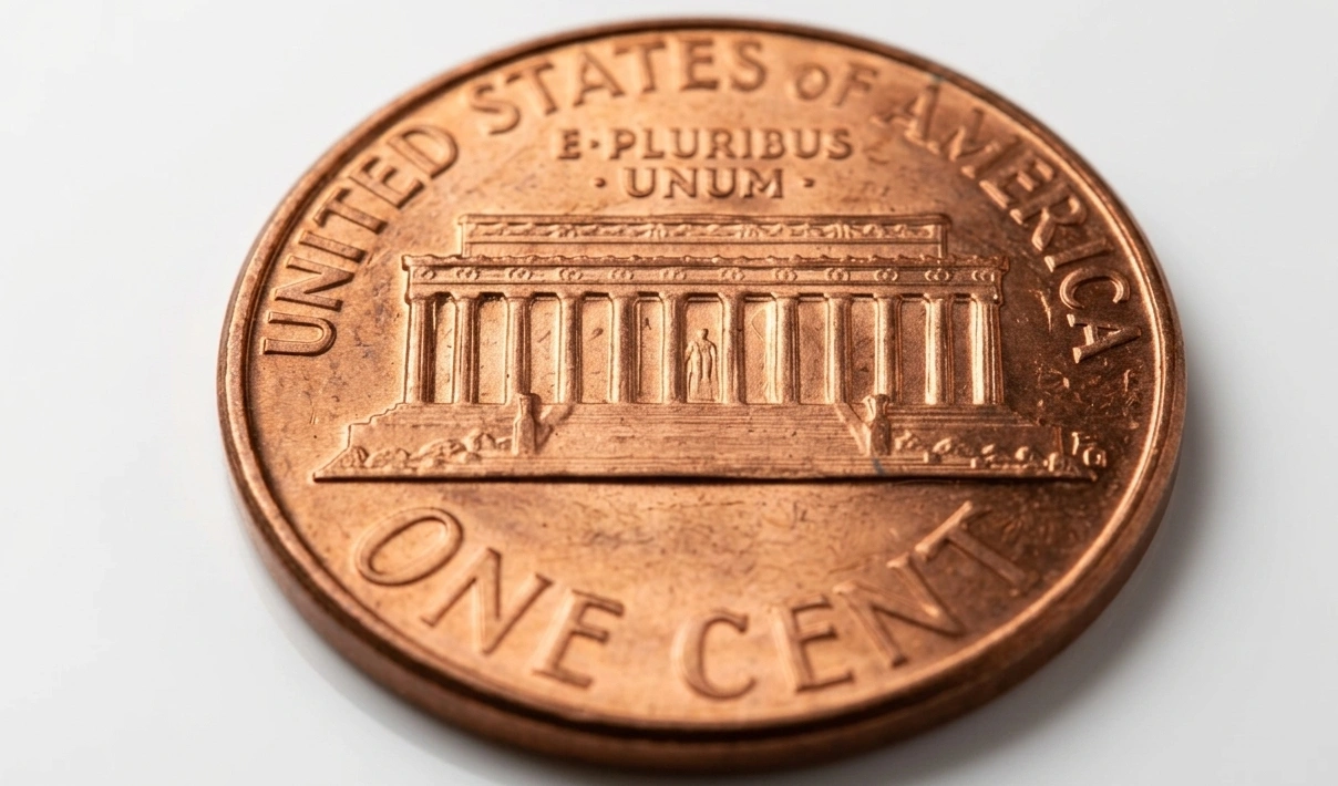 detailed close-up of a 1999 penny reverse